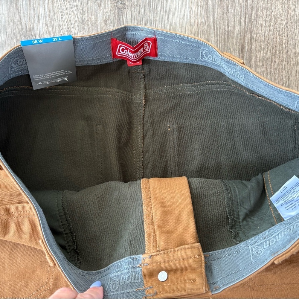 NWT Mens Coleman Canvas Fleece Lined Utility Pants Dark Khaki Size 38x32 - Picture 6 of 8